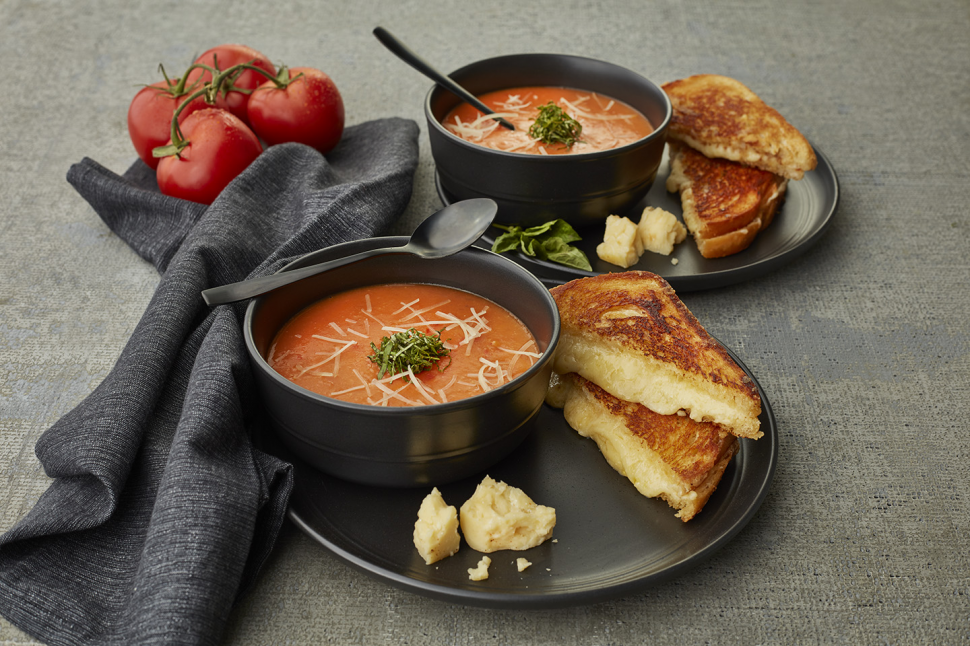 Creamy Tomato and Bread Tuscan Soup with Classic Grilled Cheese Sandwich