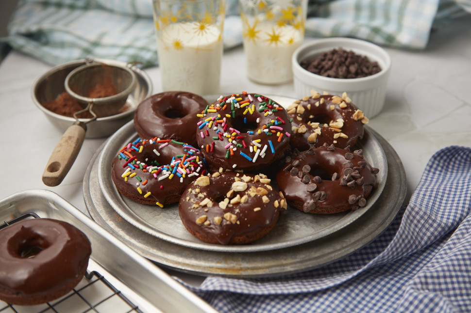 Double Chocolate Glazed Donuts